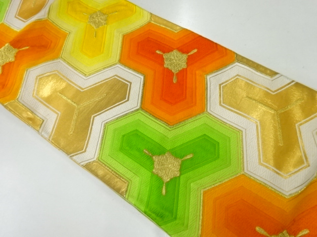 アンティーク　毘沙門亀甲模様織出し袋帯（材料）